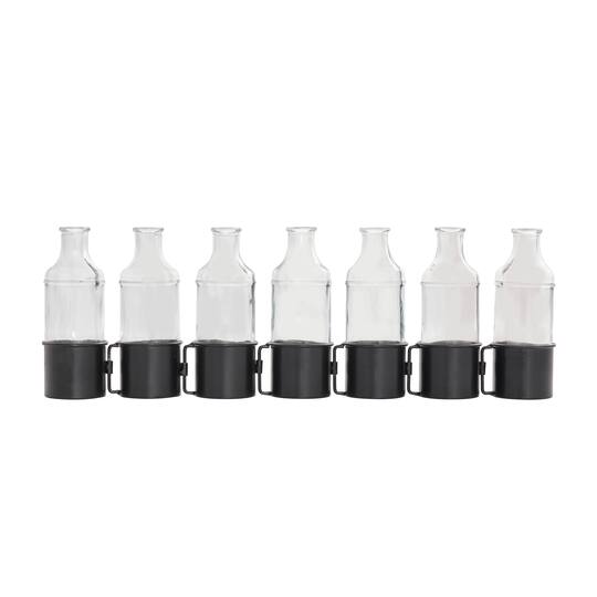 22" Black Metal Adjustable Bottle Vase with Clear Glass Bottles